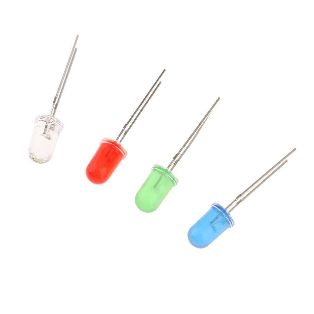 100pcs 5mm Red White Blue Green Diode LEDs Light Emitting Bulb Lamp Luminous