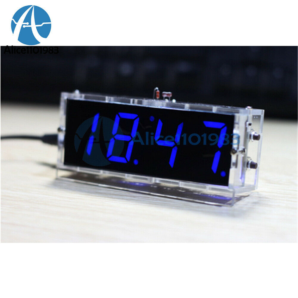 DC 5V Digital White LED 4-digit DIY Electronic Clock Temperature Thermometer