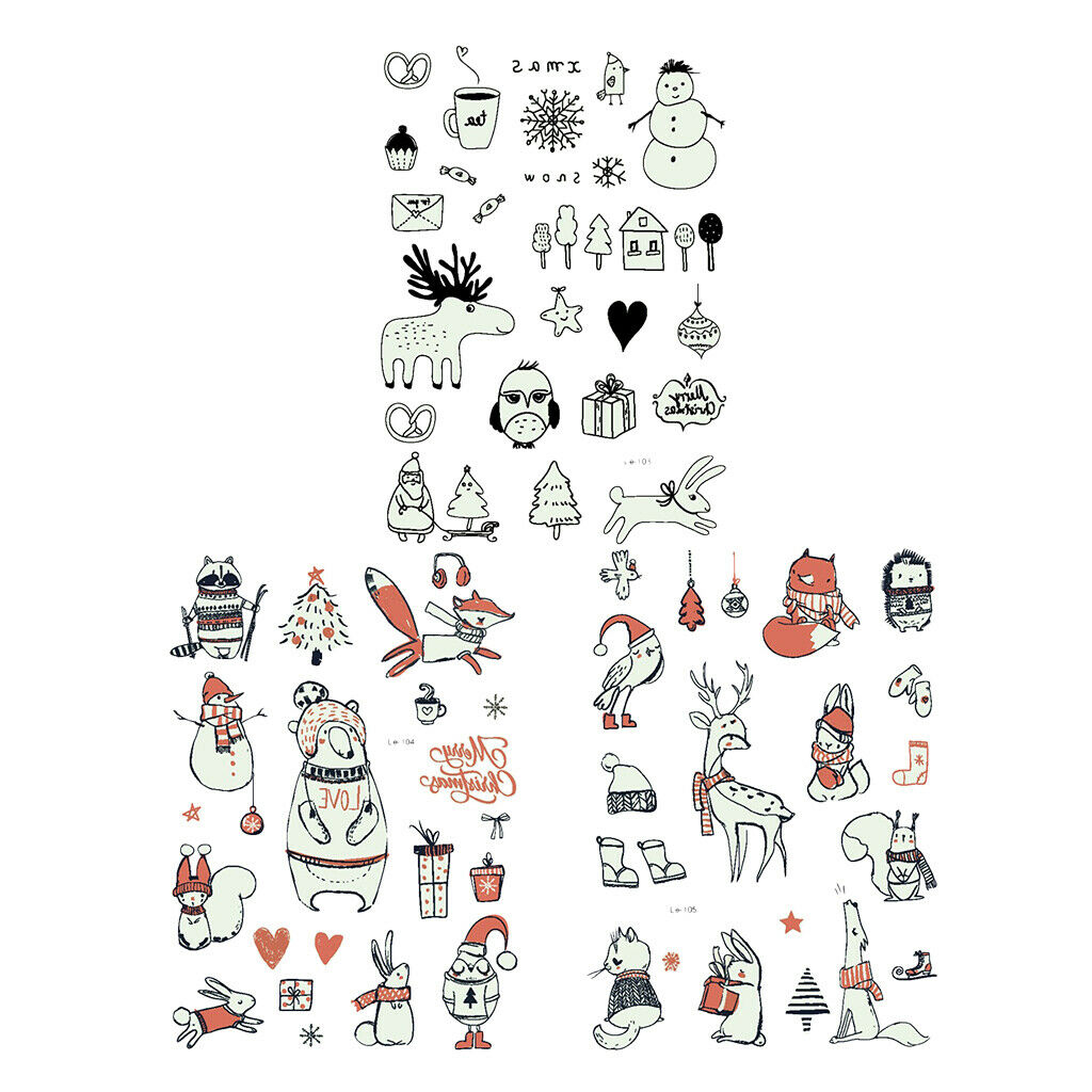 Pieces Stickers Christmas Snowman Santa Elk Letters Water Transfer Decals 03