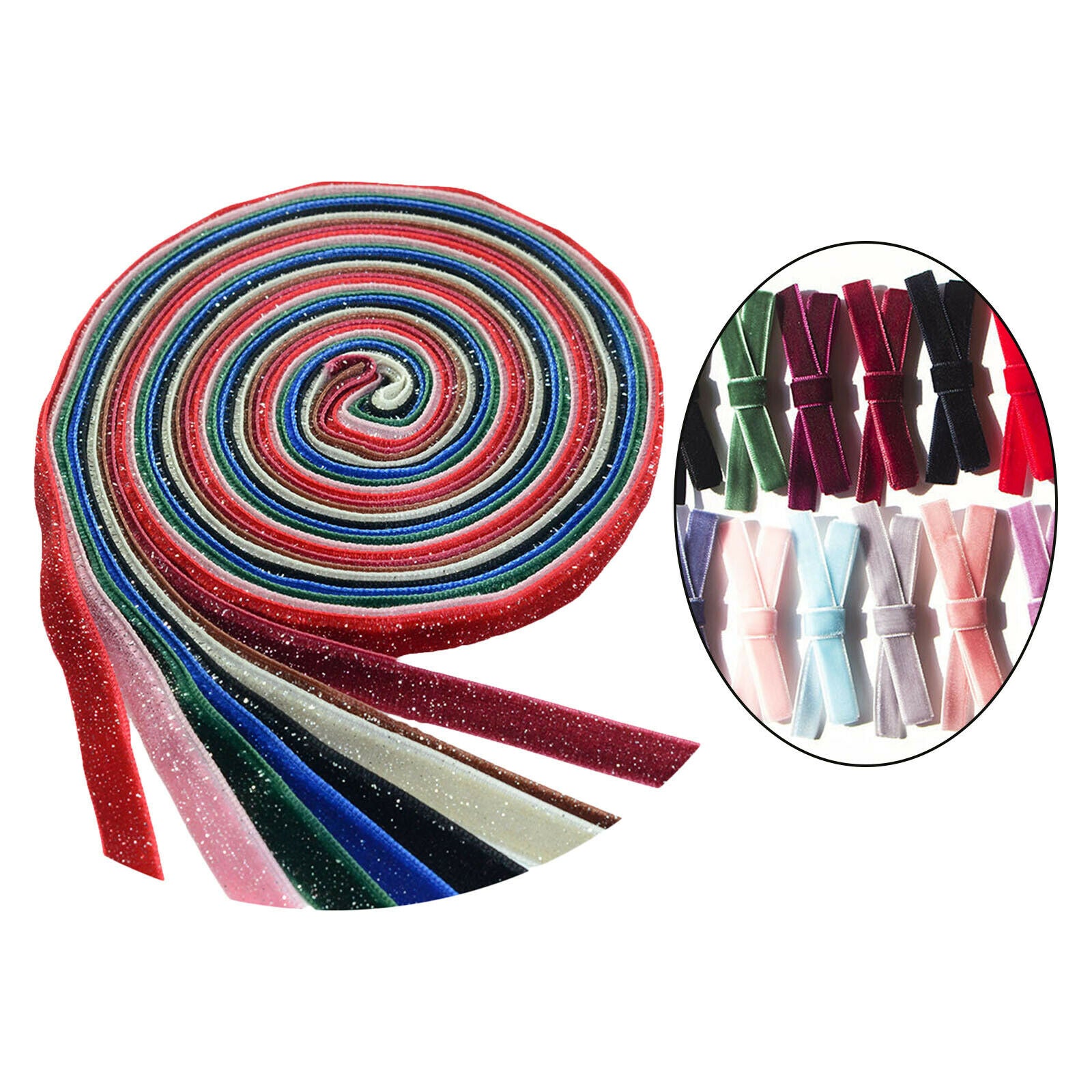8x 9mm glitter velvet ribbon gift wrap headband hair bow DIY