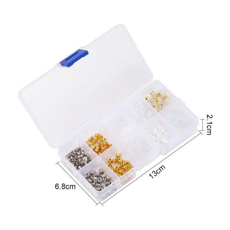 500Pcs10 Style Silicone Metal Assorted Secure Earring Backs Box Jewelry Finding