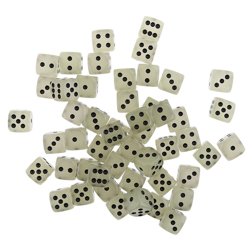 50 Pieces D6 14mm Six Sided Glow Dice Dice Games for Dungeons And