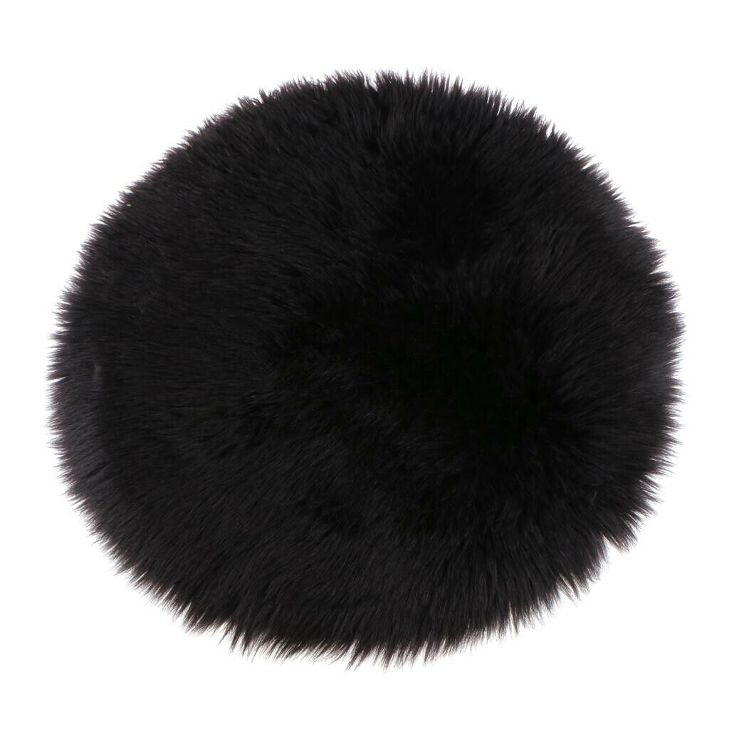Black Soft Indoor Smooth Faux Fur Small Rugs Anti-Skid Shaggy Area Rug Mat