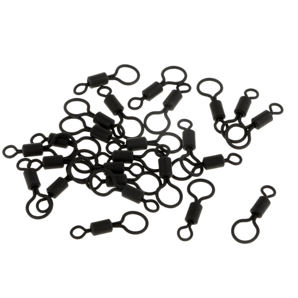 25pcs Matte Black Size 4 Anti Glare Carp Fishing Big Eye Long Body Swivels