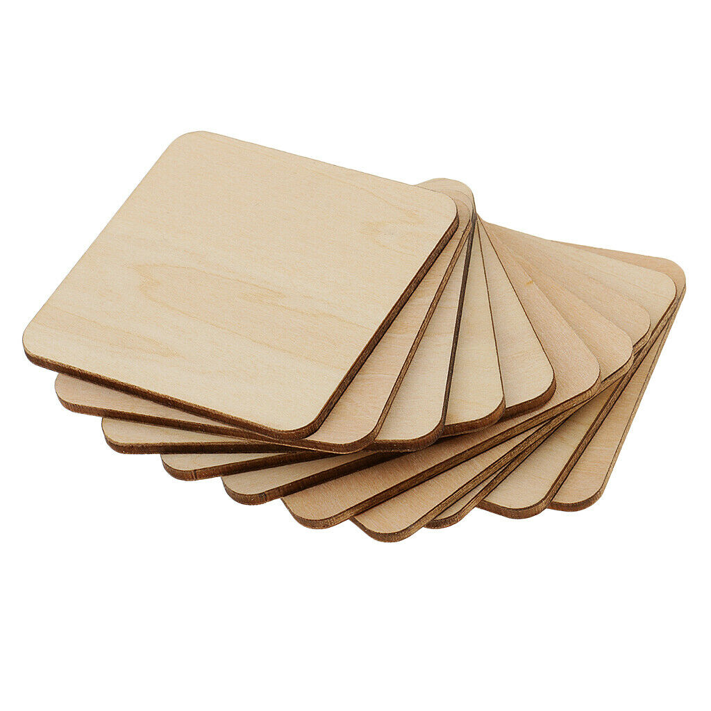 10x Natural Unpainted MDF Wooden Plaque Modeling DIY Embellishments 6cm
