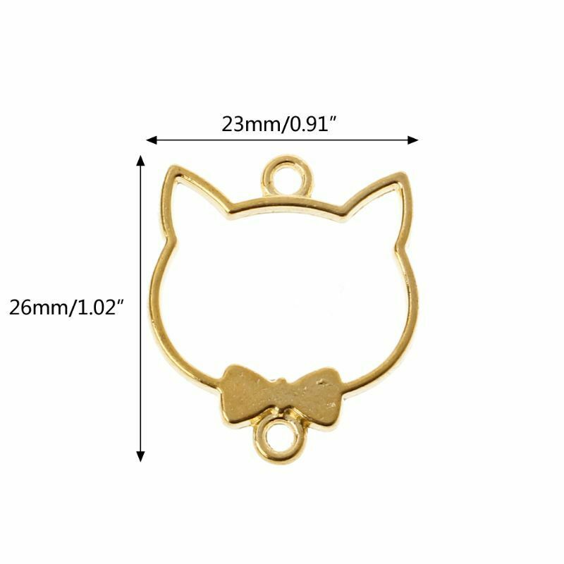 5Pcs Cute Bowtie Cat Blank  Frame ResinPendant Open Bezel Setting Jewelry Making