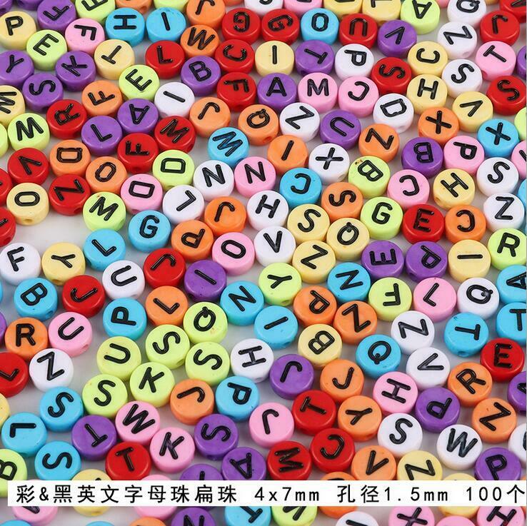200X Mixed Round Acrylic Letter/ Alphabet Spacer Beads Mixed color 7x 7mm