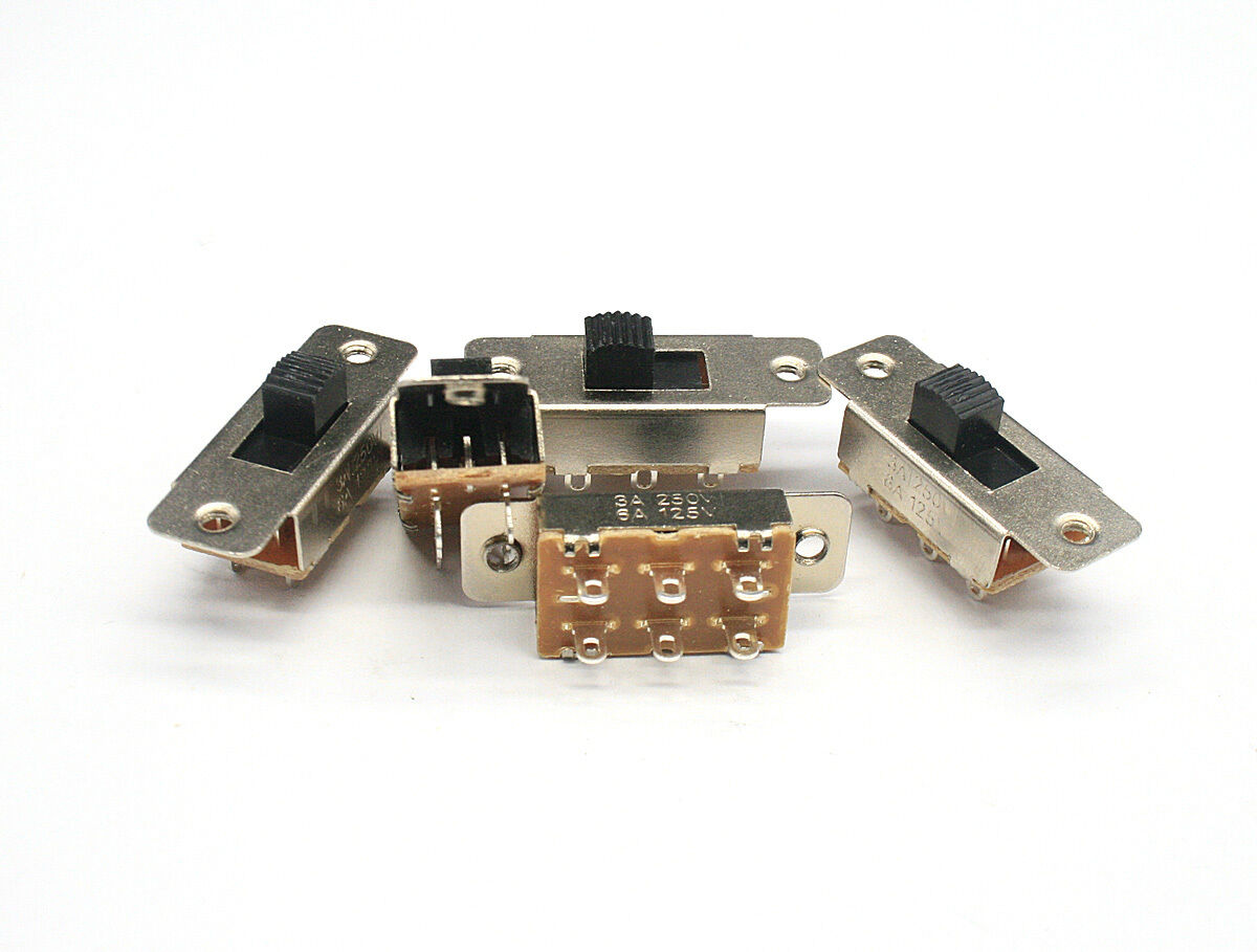 SS-23F19G5 6 Pin DPDT Solder Pin AC Slide Switch On-Off-On 3A250V/6A125V QTY:5