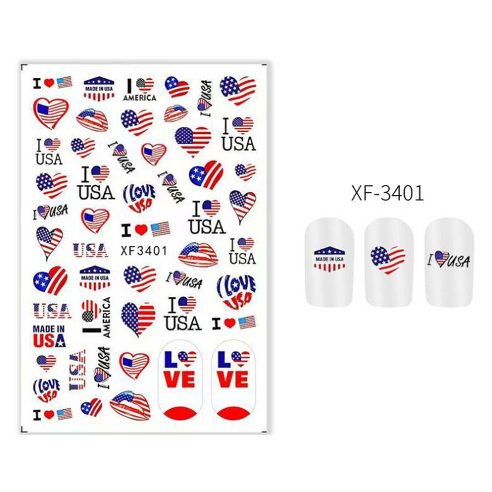 New Girls American Flag Nail Art Stickers Adhesive Decals Nail Wraps Decors