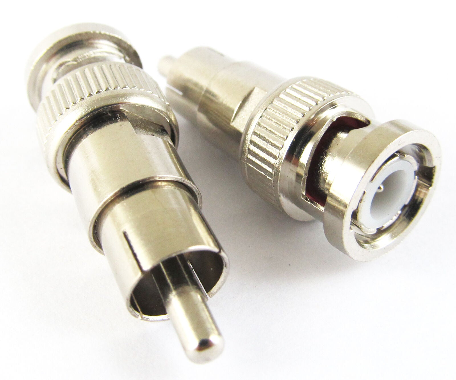 50pcs BNC male Plug To RCA male Plug connectors Adapter Nickel For Video cable