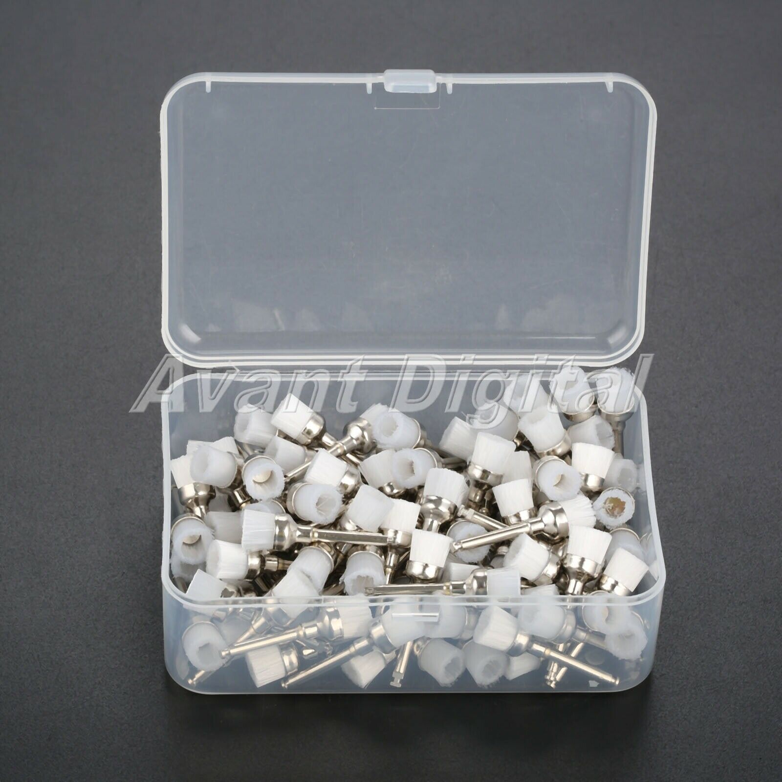 100pcs Lab Clinic Dental Prophy Brushes Polishing Flat Polisher White 2.8cm+ Box