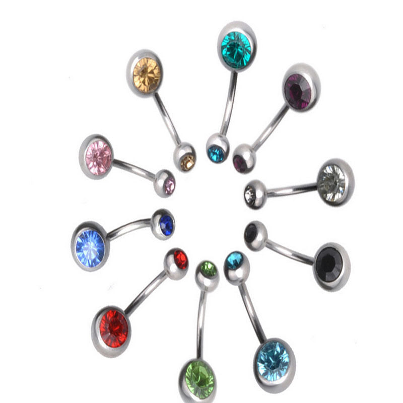 Hot 10X Rhinestone Crystal Belly Button Ring Navel Bar Body Piercing Jewelry