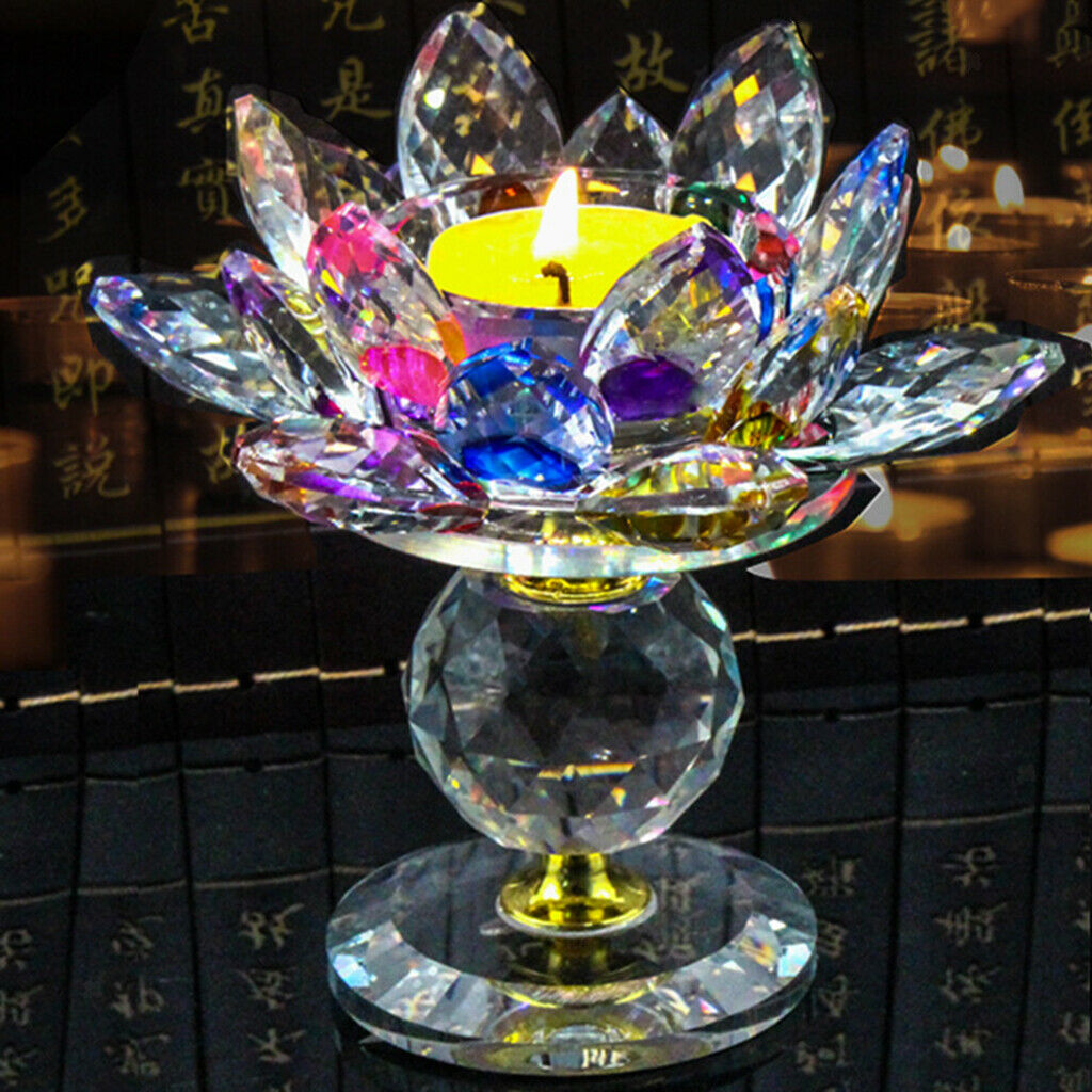 Crystal Lotus Candle Holder Candlestick Feng Shui Home Wedding Decoration