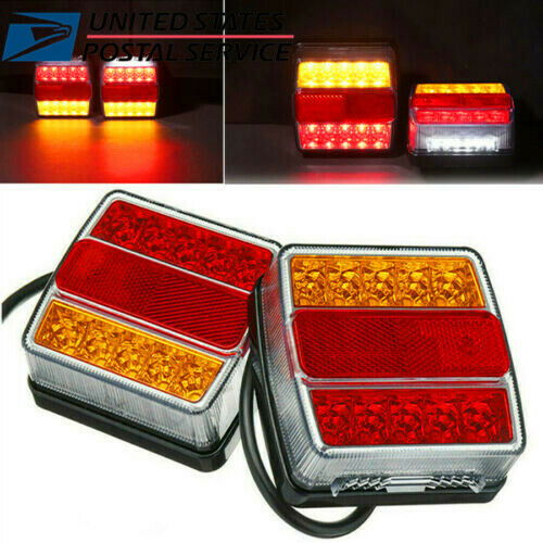 2X Boat Marker Truck Rear Waterproof Submersible Trailer Tail Lights Kit 16 LED