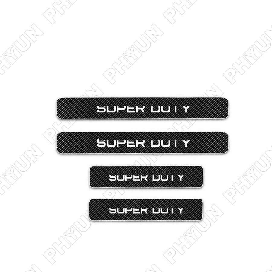 For Ford Super Duty Car Door Sill Cover Protector Trim Carbon Fiber Look Leather