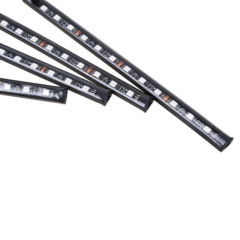4PCS 12LED Car SUV Interior Decor Neon Atmosphere Light Strip Remote Control