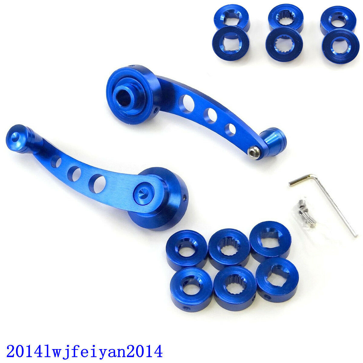 2Pcs Blue Universal Aluminum Autos SUV Window/Door Winder Crank Handle Knobs New