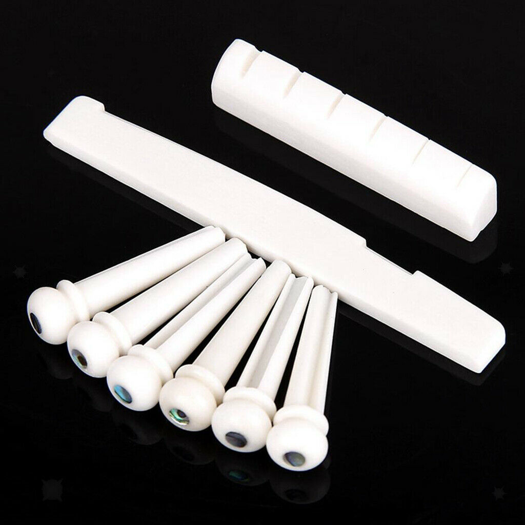 Acoustic Guitar Bridge Pins with 1 pcs Bridge Saddle & Nut, Plastic Bridge Pins