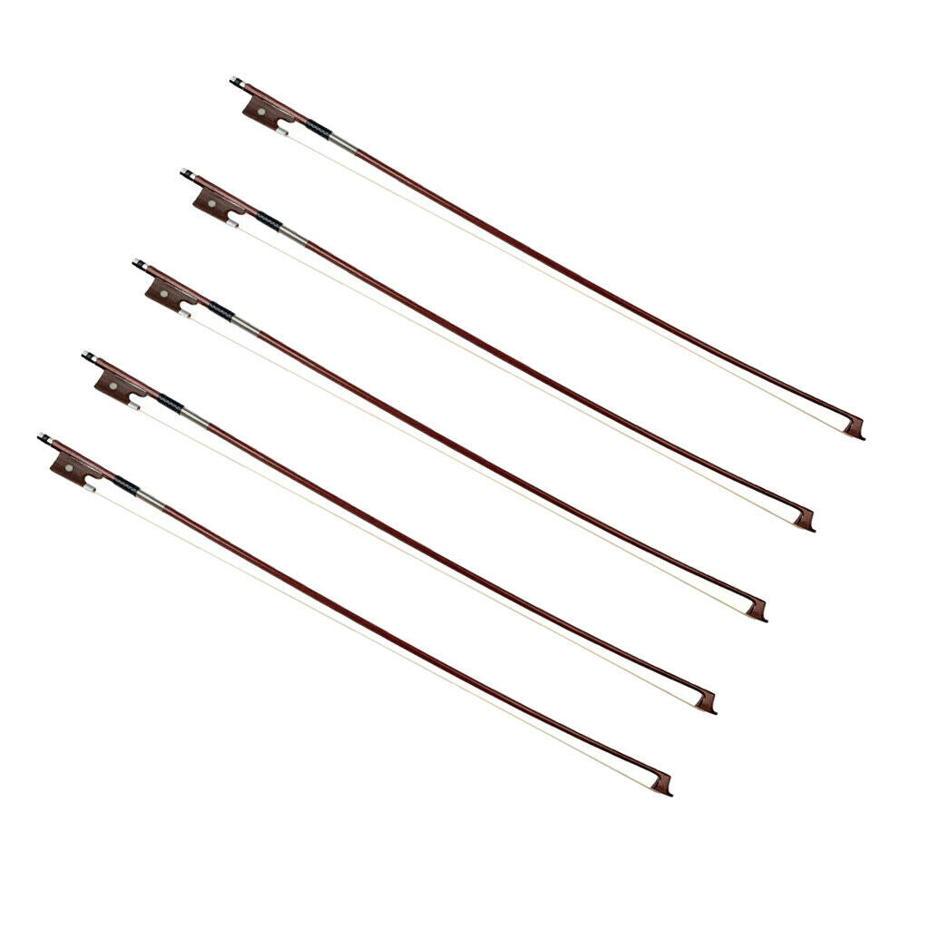 5 Pieces 4/4 Full Size Violin Bows Bright Sound for Students Beginners Kids