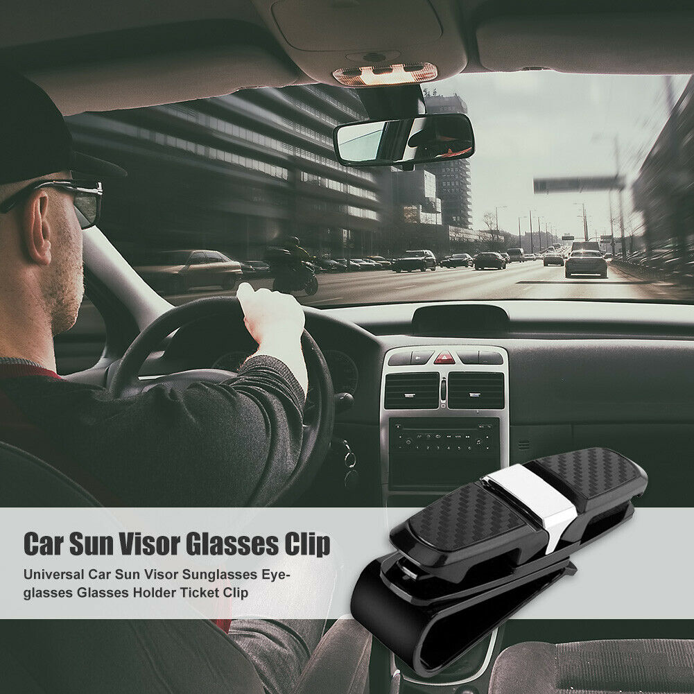 Universal Car Sun Visor Sunglasses Eyeglasses Glasses Holder Ticket Clip @