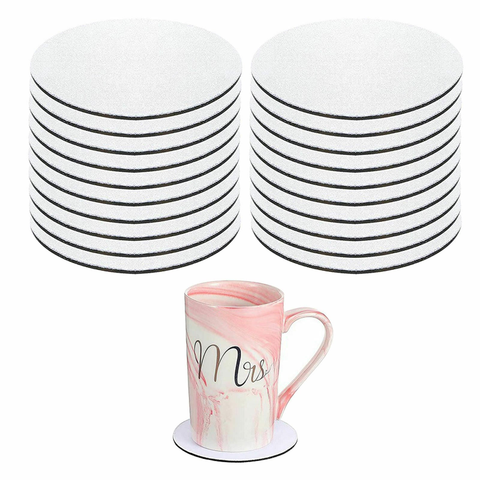24 Pcs Portable Car Coaster White Round Home Coffee Cup Coaster for Family