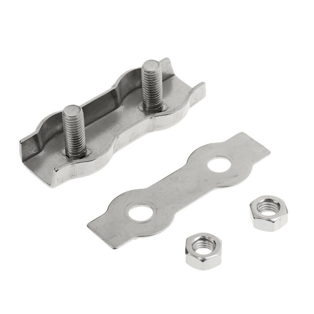 304 Stainless Steel Duplex Wire Clip 2-Post Bolt Rope Cable Clamp M8