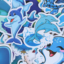 49Pcs Cute Blue Sea Marine Animals Stickers Suitcase Laptop Skateboard Decals Tt
