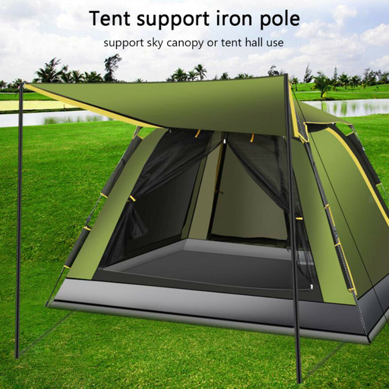 2Pieces Tarp Support Poles 190cm Tent Rod Portable Sticks w/ Storage Bag