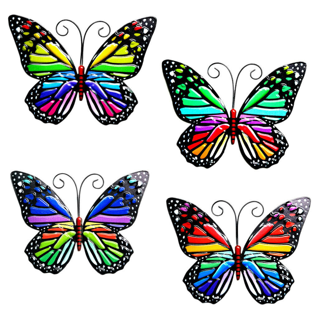 4Pack Butterfly Wall Decor Colorful Home Yard Patio Fence Hanging Accents
