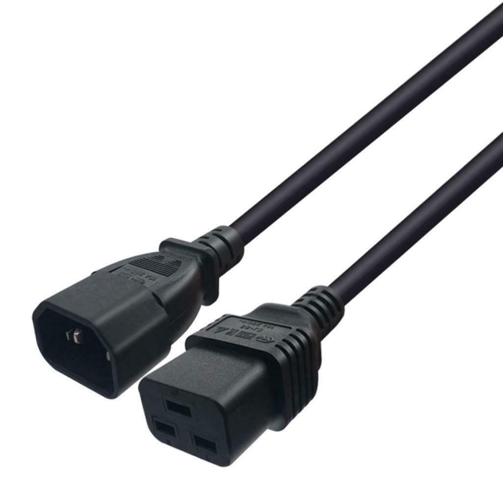 16A IEC 320 C14 to C19 AC Power Extension Cord Cable for PC PDU UPS Black