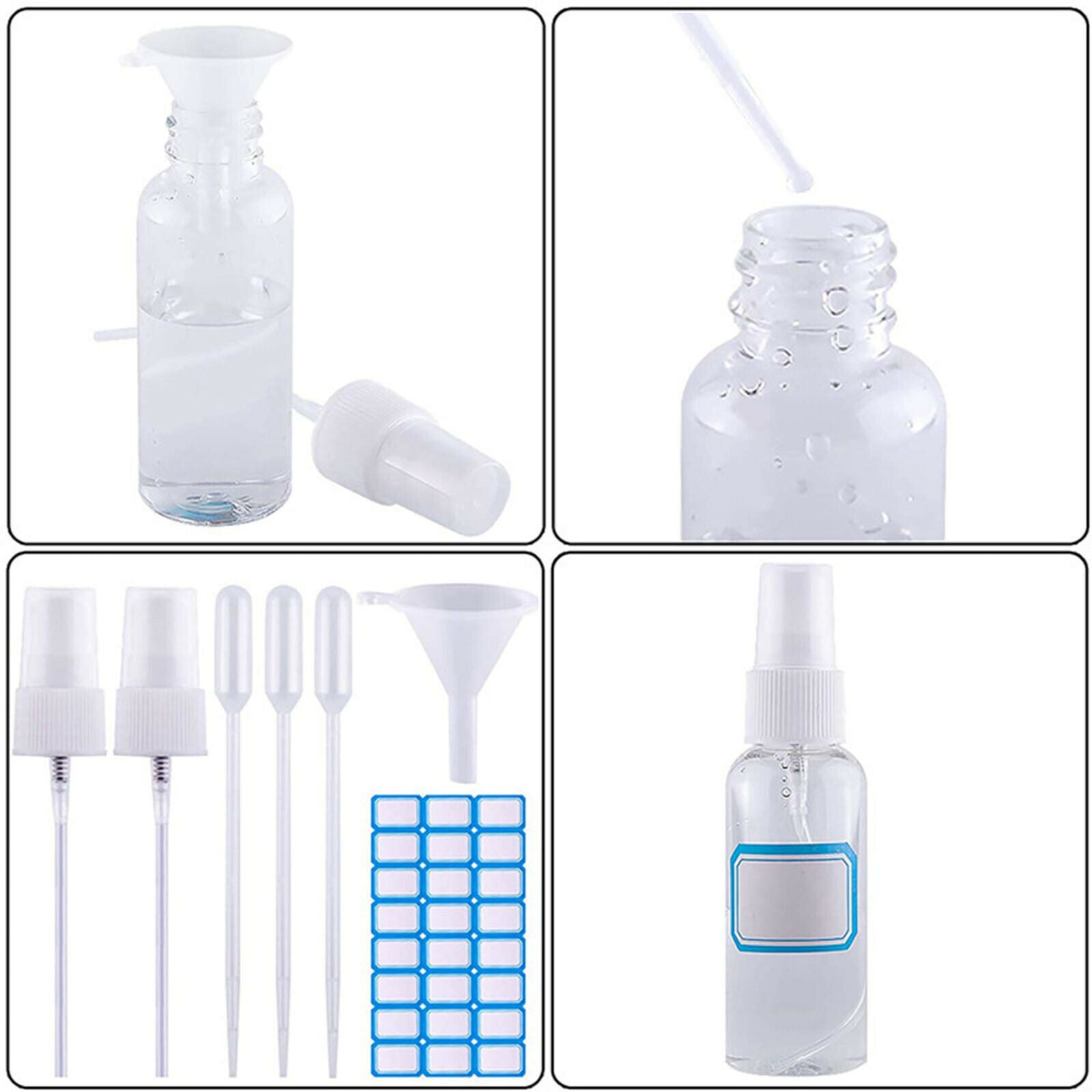 60ml 2oz 16x Empty Spray Bottle Home Refillable Plastic Bottles with Funnels