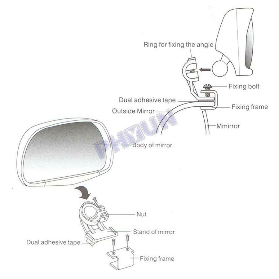 2x Car Side Blind Spot Mirrors 180 Degree Adjustable Universal Rear View Mirrors