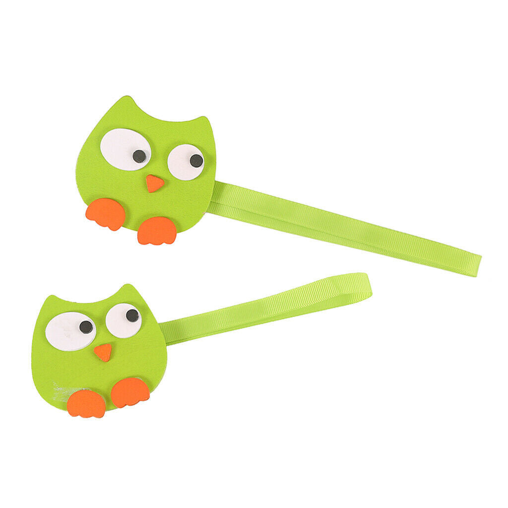 2x Wooden Cartoon Chick Curtain Tiebacks Magnetic Bulckle Clip Green