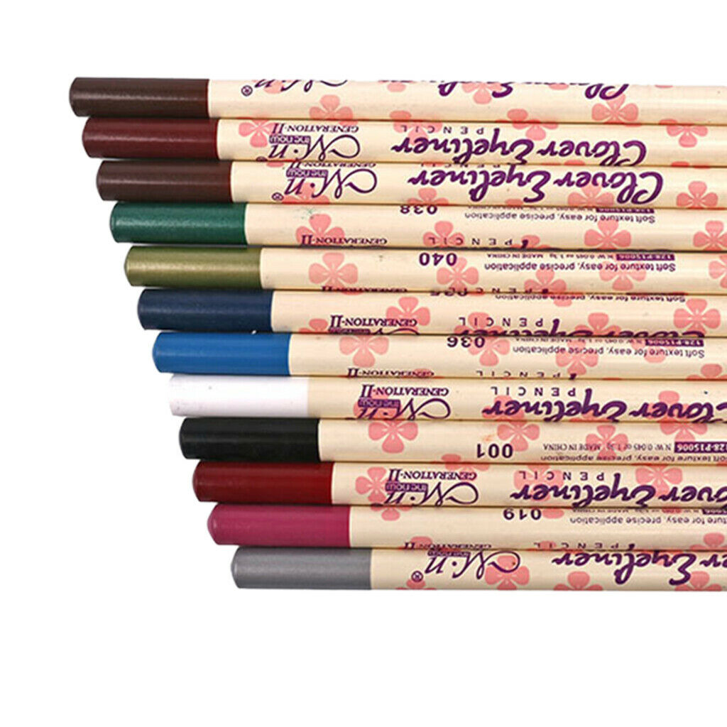 12pcs/Kit 12 Colors Professional Eyeliner Makeup Waterproof Eye Liner Pencil