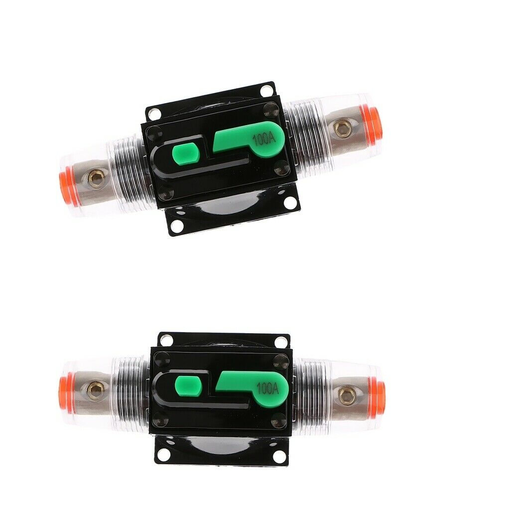 Car Audio Stereo Automatic Reset Circuit Breaker 100A DC 12V/24V/32V X 2Pack