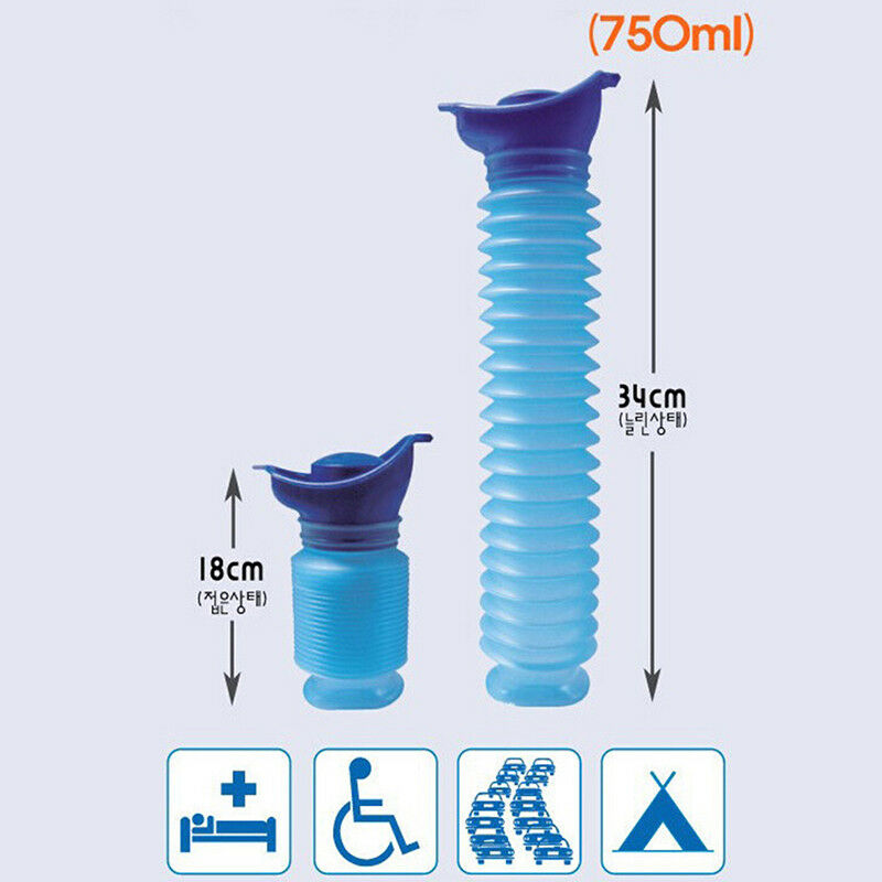 Male & Female Portable Urinal Travel Camping Car Toilet Pee Bottle 750ml BluY FG
