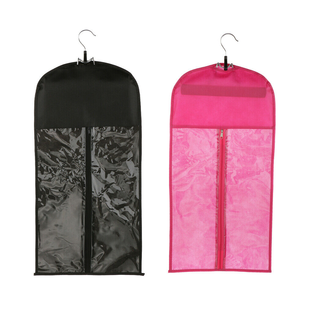 2 Pack Reusable Wigs Toupee Storage Case Carrier Bag Organizer Black&Rosy