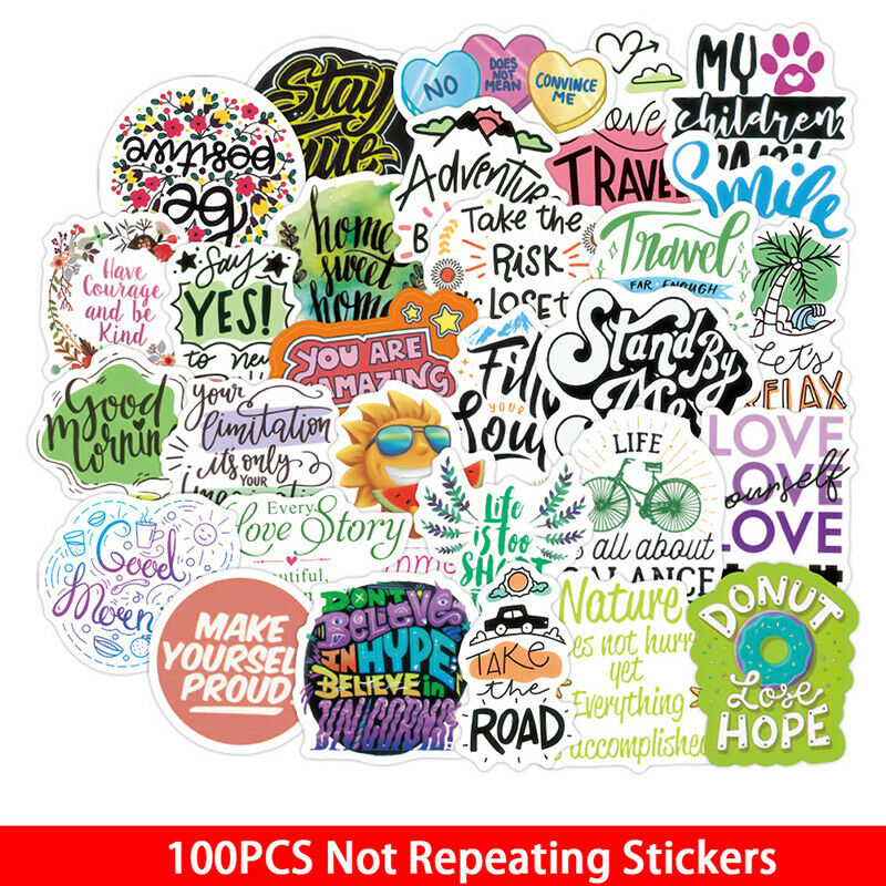 100pc Excitation Inspirational Stickers Snowboard Laptop Luggage Guitar S.l8