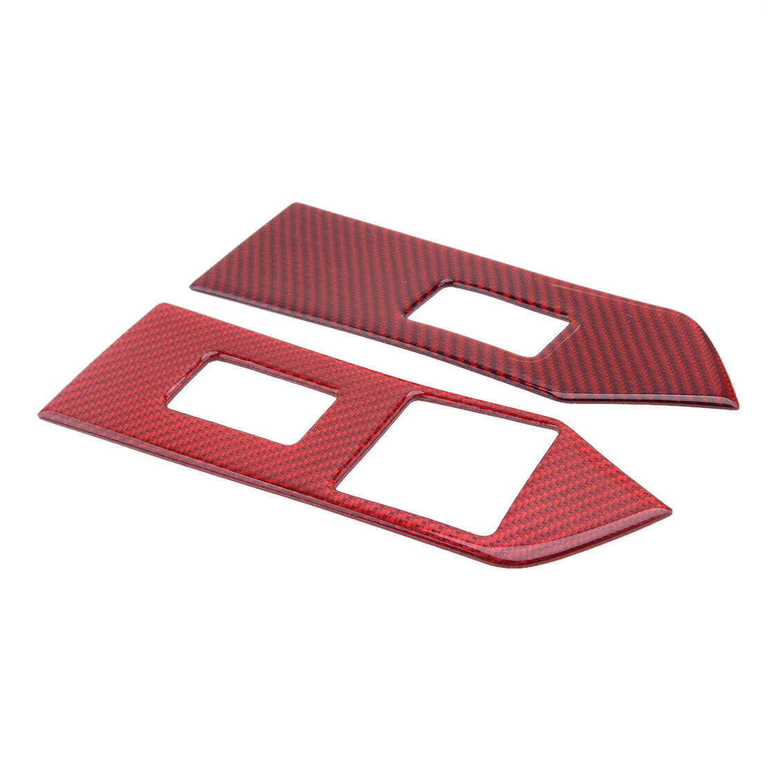 Red Carbon Fiber Window Lift Switch Button Panel Trim Fit For Ford Mustang 09-13