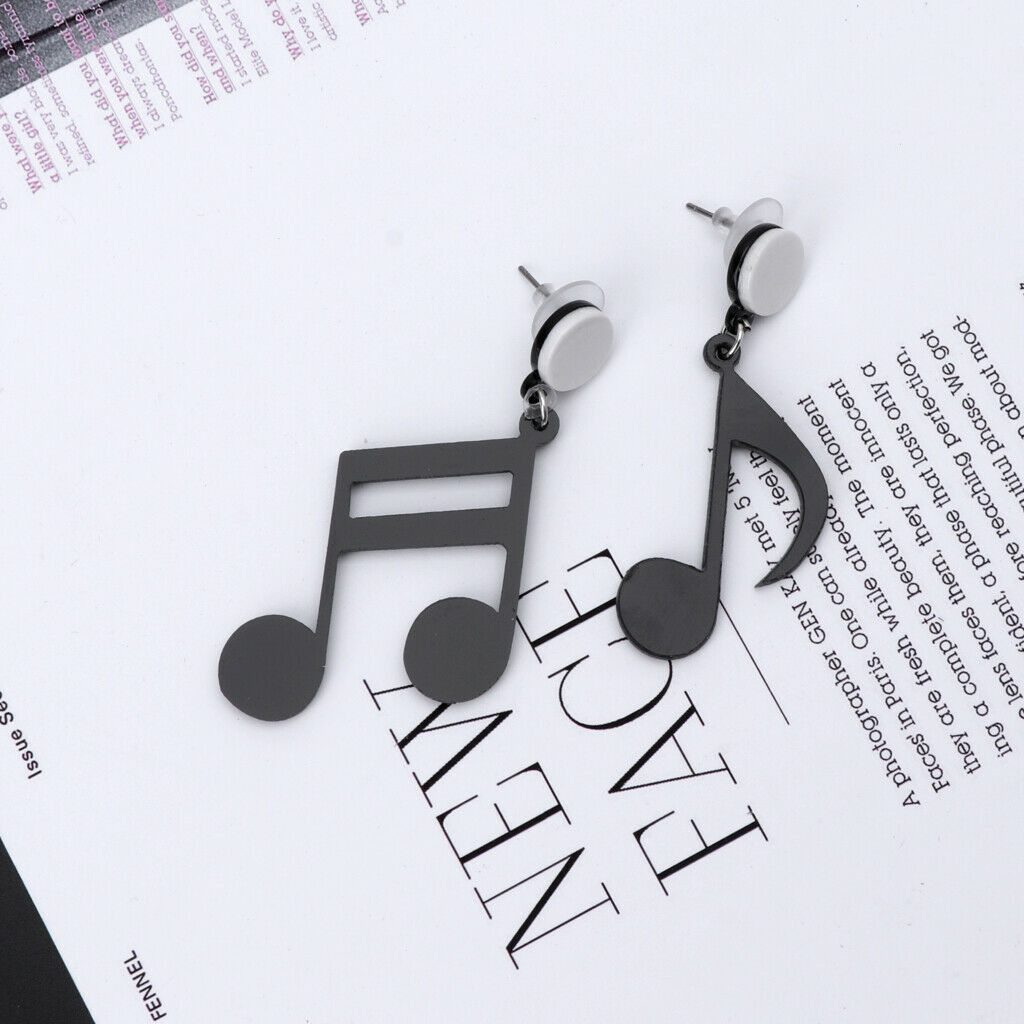 Black Musical Note Asymmetric Acrylic Drop Earrings Women Girls  Fashion Jewelry