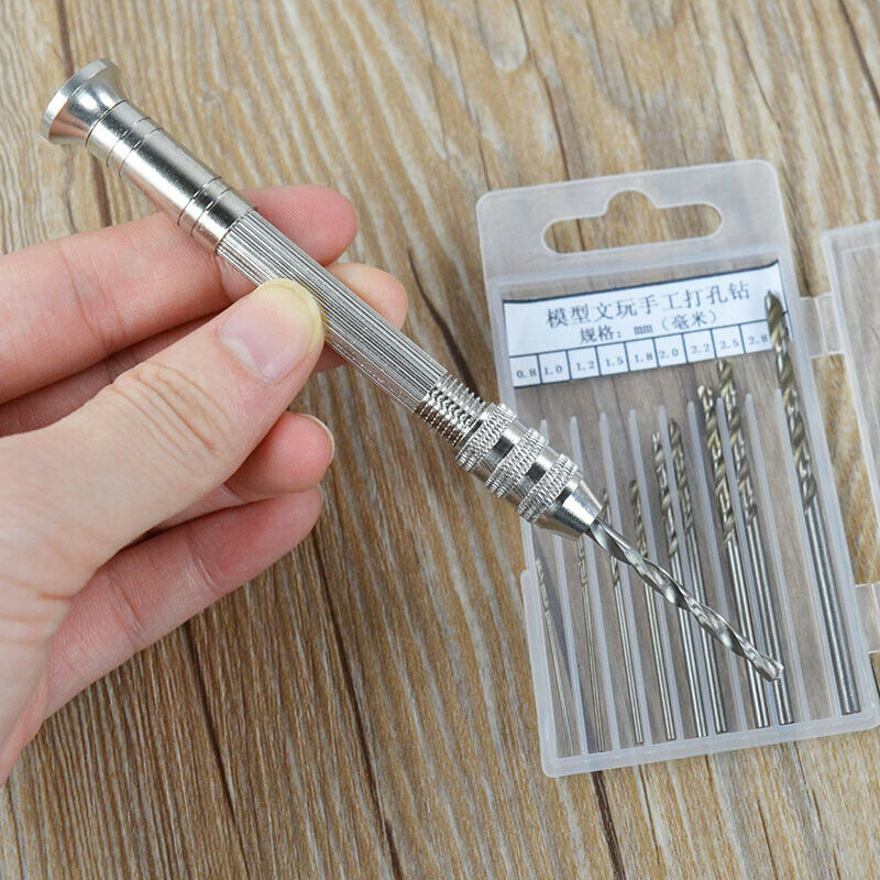 Mini Micro HSS High-Speed Steel Straight Shank Hand Drill and 10pcs Twist Drills
