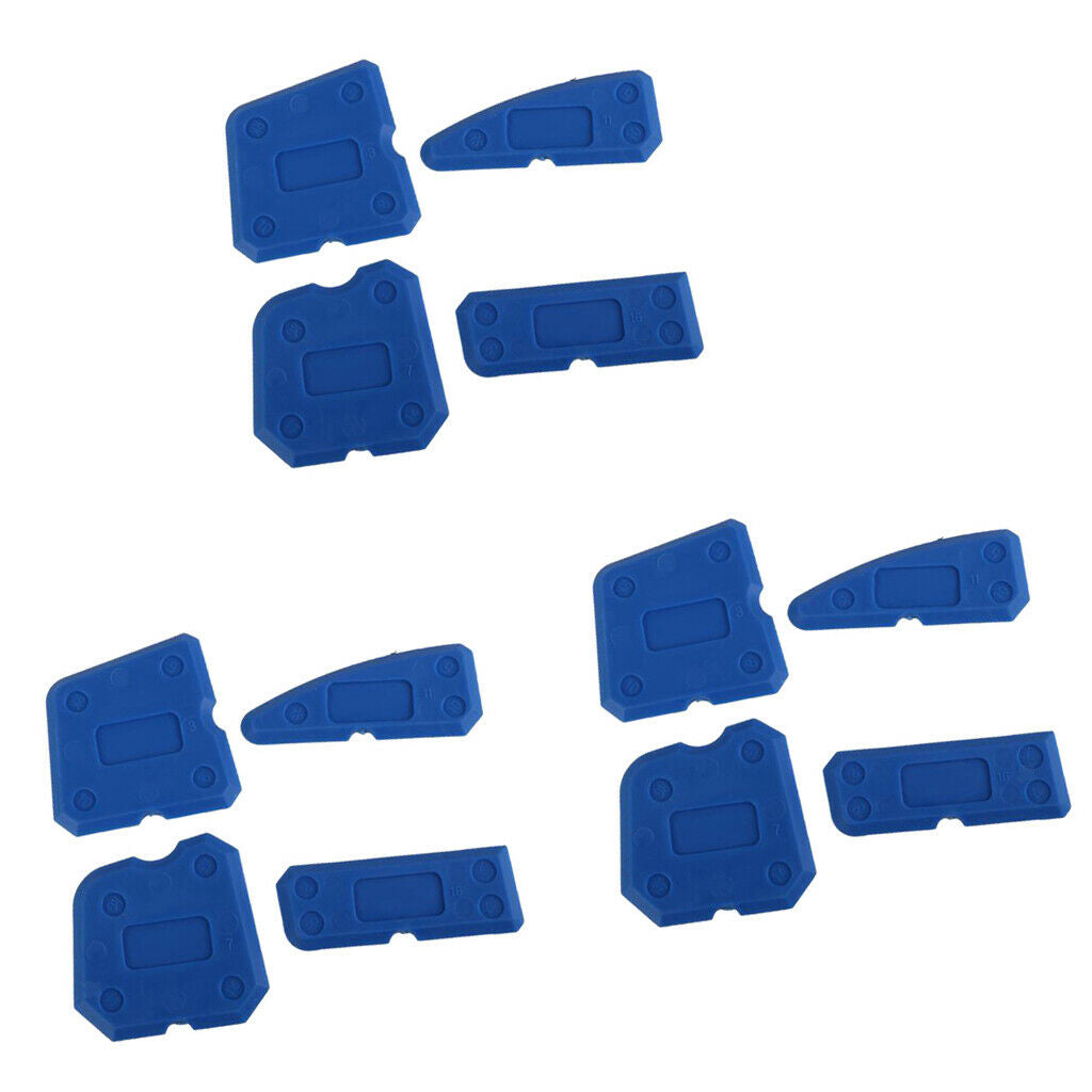 12Pcs Plastic Sealant Tool Kit Caulk Remover Grouting Finishing Smoothing Blue