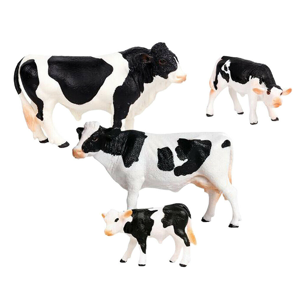 Set of 4 Realistic Cow Sculpture Farm Garden Decoration