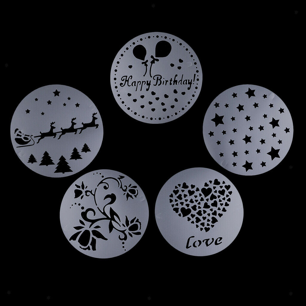 5Pc 233mm Cake Spray Mold Fondant Stencil Cake Sugar Decor Baking Template