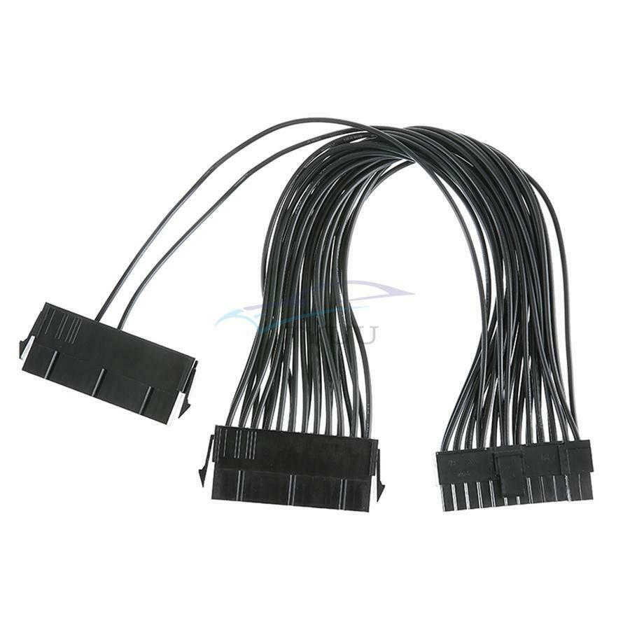 1 Piece 30cm 24-pin Dual PSU Power Supply Cable ATX Motherboard Adapter Cord