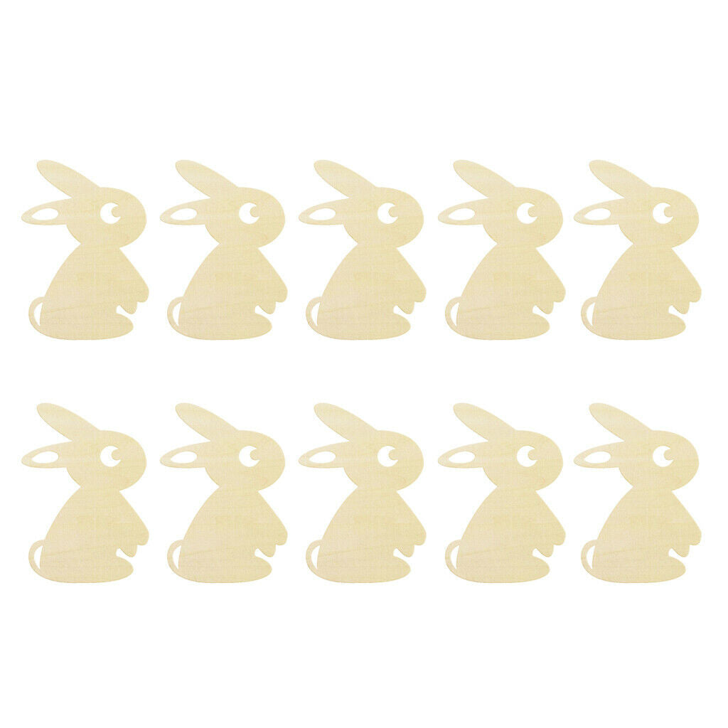 30 Pieces Wooden Easter Unpainted Bunny Festival Kids Craft DIY Decoration