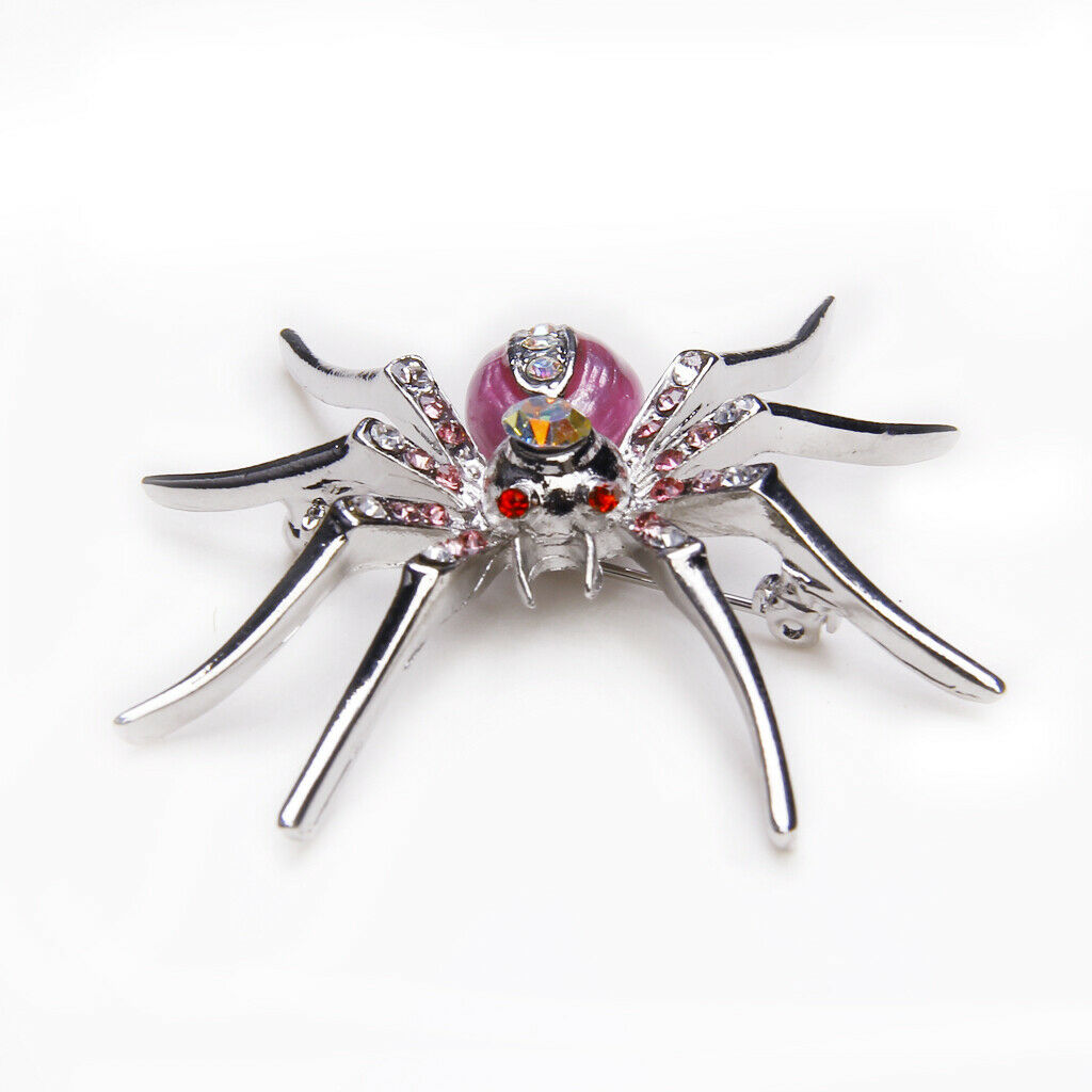 4 Pieces Dazzling Rhinestone Spider Clip Pin Brooch Purple Pin Jewelry