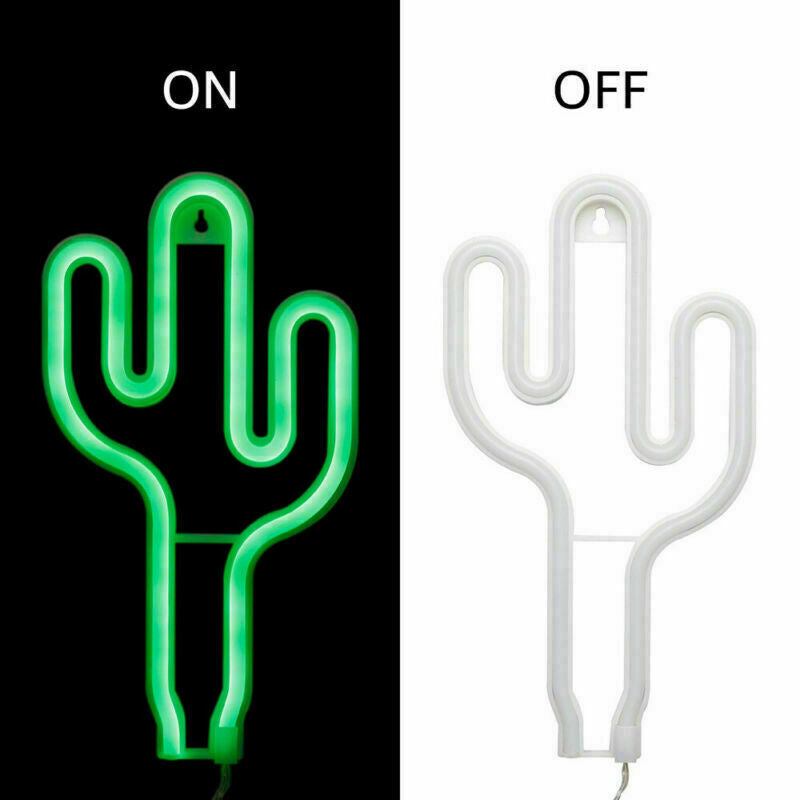LED Cactus Neon Light Signs Wall Lamps Battery USB Operated for Kids Room Decor