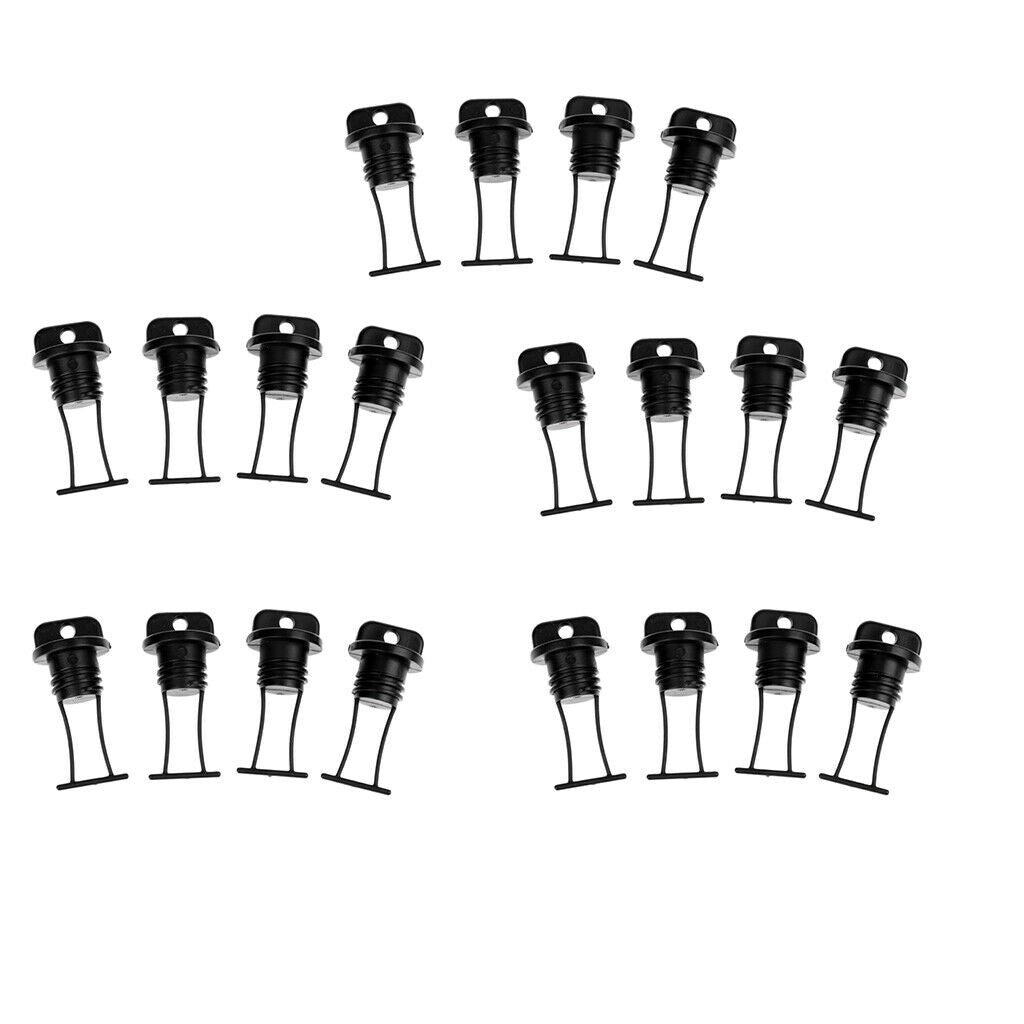 20Pack Black Drain Plugs Kayak Dinghy Canoe Boat Plug Kayak Accessories