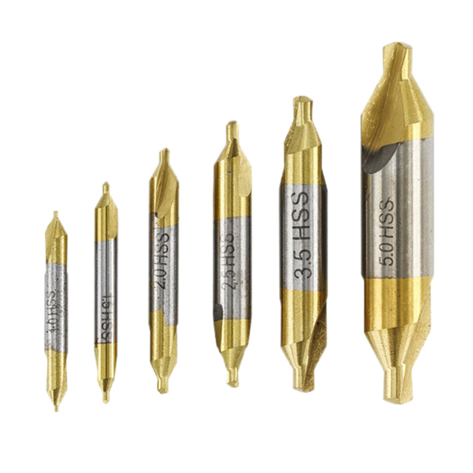 6pcs High Speed Steel Centering Drill Bits Kit 60 Degree Mill Tool Sharp
